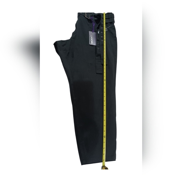 Black Dress Pants with Tapered Fit and Elastic Waistband - Picture 3 of 9